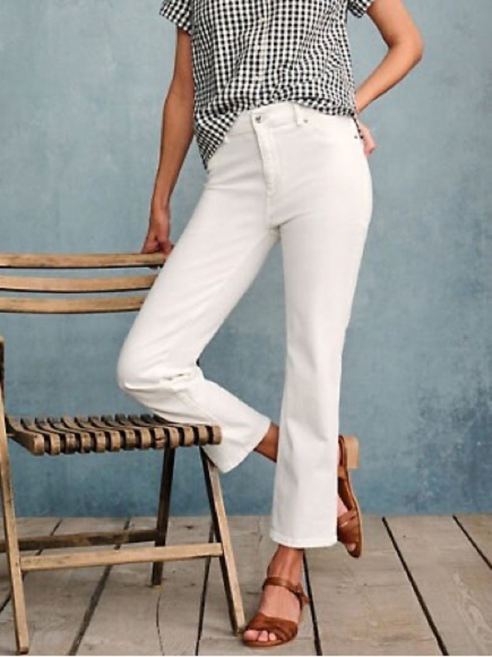 Garnet Hill Straight Leg Cream Jeans, size 8P
